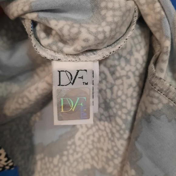 Diane Von Furstenberg Sz 12 Blue Leopard Jersey Knit Mini Dress 3/4 Sleeve - Picture 6 of 12